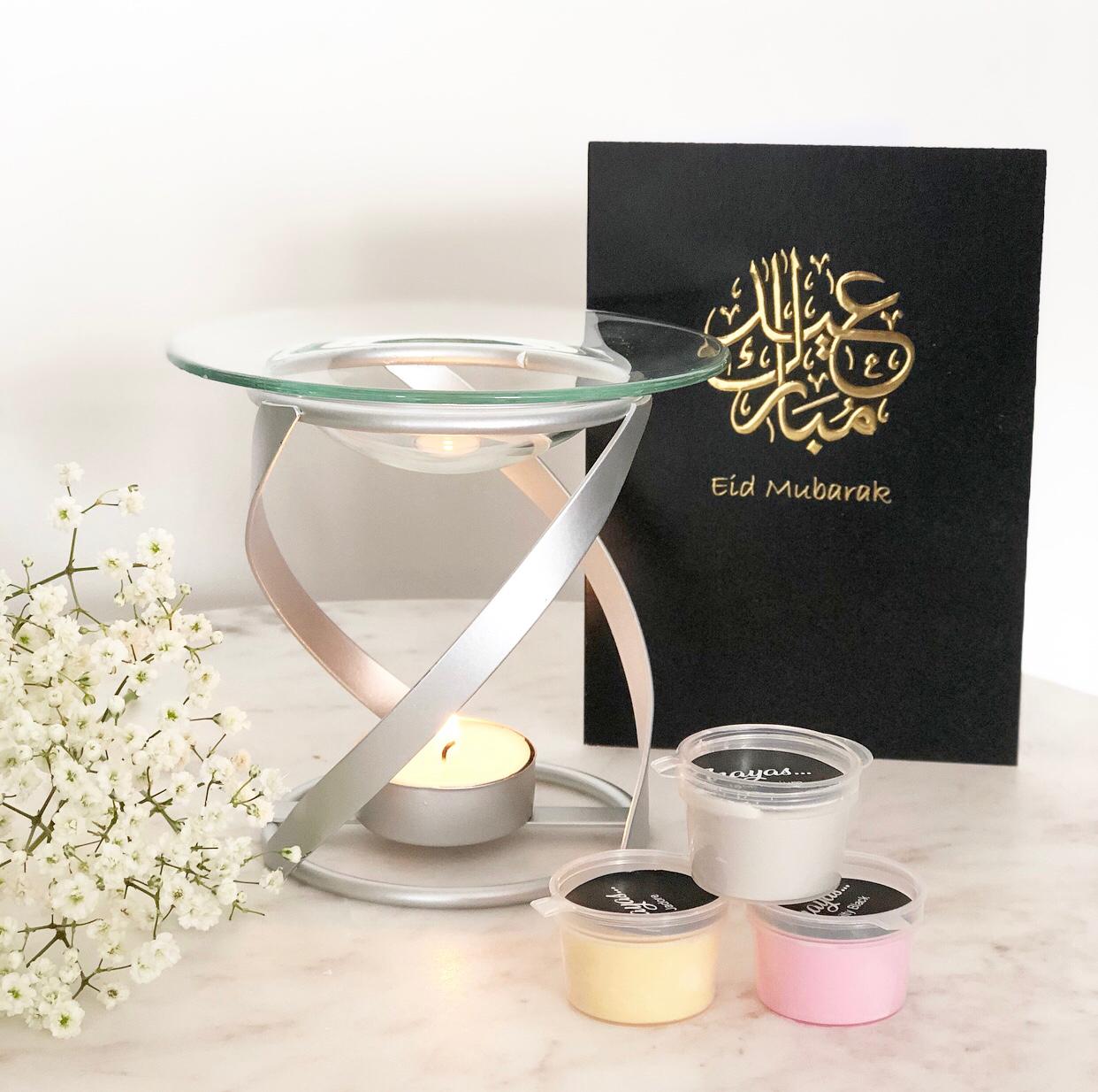 Cadeauset - Zilveren spiraalbrander met Eid kaart