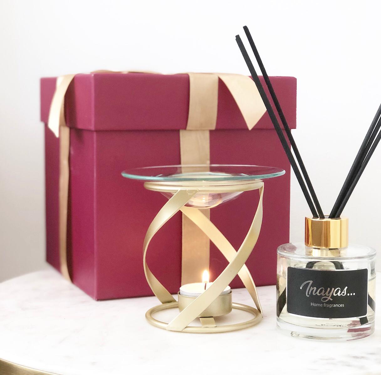 cadeauset - Spiraalbrander met roomdiffuser en rode cadeaubox - Afbeelding 2