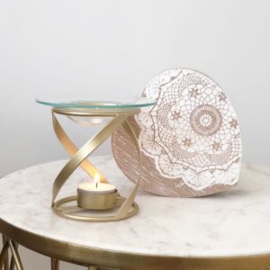 cadeauset - Spiraalbrander met houten hartjes doos