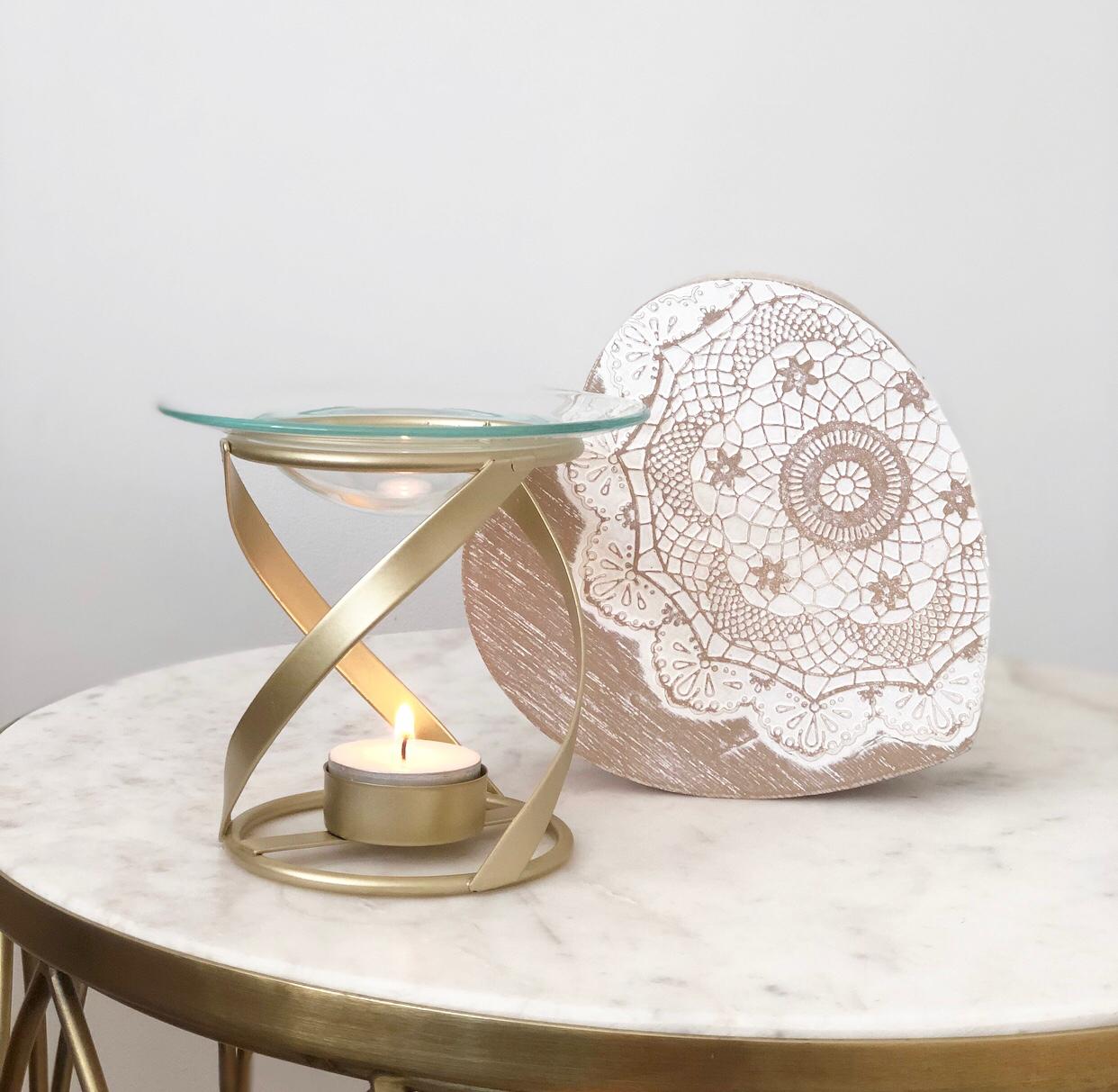 cadeauset - Spiraalbrander met houten hartjes doos