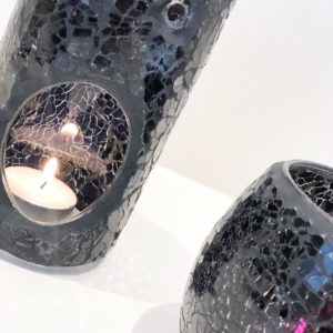 Zwarte mozaïek geurbrander met waxinelichthouder incl. eid kaart (staat niet op de foto) - Afbeelding 3